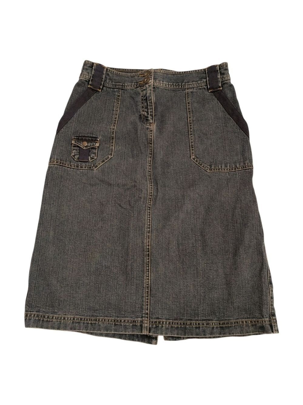 Bass Jeans Knee-Length Denim Utility Skirt – Size 6 – Dark Wash